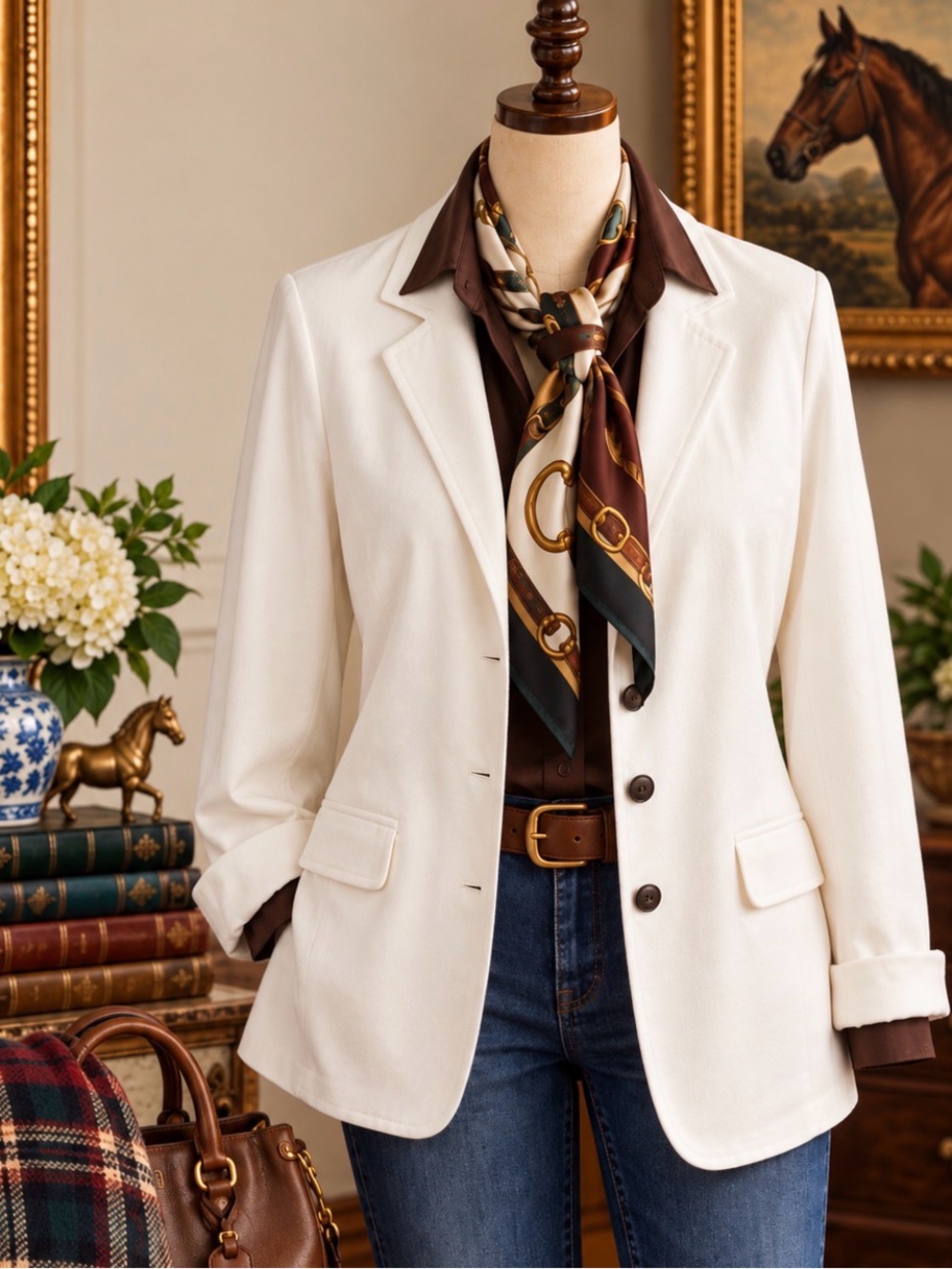 Lauren Ralph Lauren - retro - Cotton Blend- Knit Blazer Jacket -as is (stained)